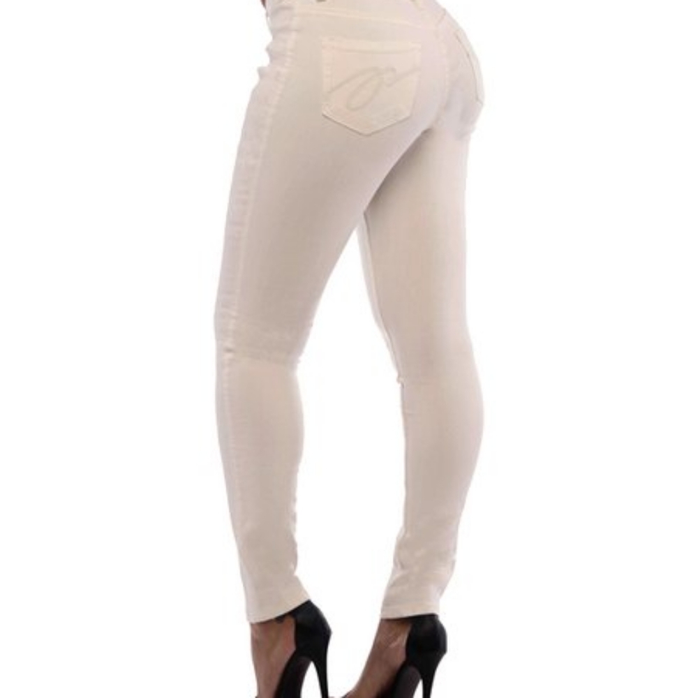 Womens PZI White Skinny Jeans, long / tall